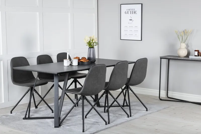 Rektangulär matgrupp Venture Home Svart Svart 6st