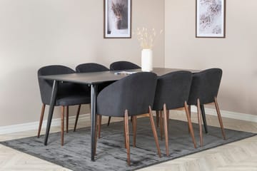 Rektangulär matgrupp Venture Home Svart Svart 6st - Møbler - Bord - Spisegrupper