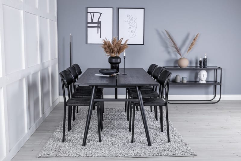 Rektangulär matgrupp Venture Home Svart Svart 6st - Møbler - Bord - Spisegrupper