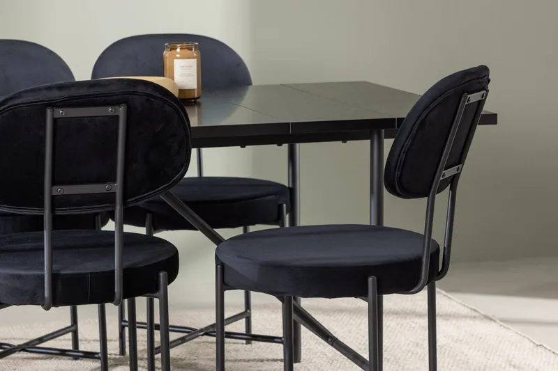 Rektangulär matgrupp Venture Home Svart Svart 6st - Møbler - Bord - Spisegrupper
