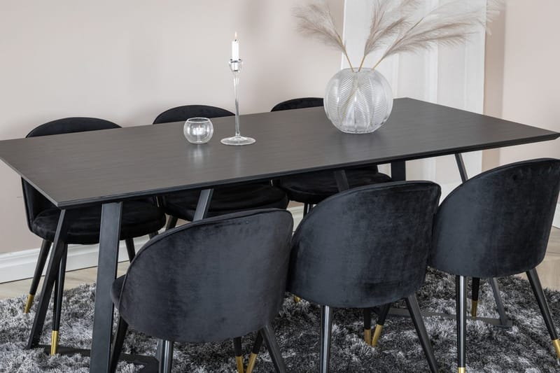 Rektangulär matgrupp Venture Home Svart Svart 6st - Møbler - Bord - Spisegrupper