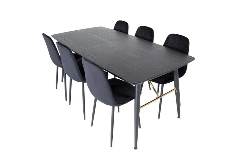Rektangulär matgrupp Venture Home Svart Svart 6st - Møbler - Bord - Spisegrupper