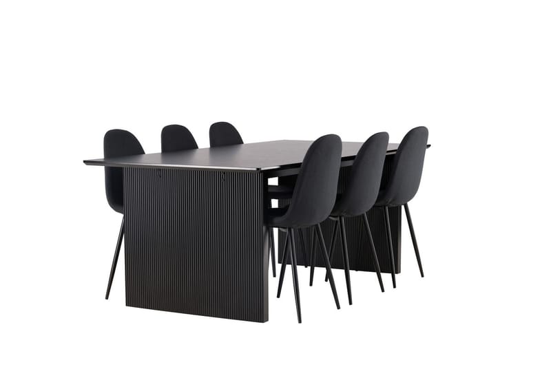 Rektangulär matgrupp Venture Home Svart Svart 6st - Møbler - Bord - Spisegrupper