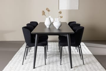 Rektangulär matgrupp Venture Home Svart Svart 6st - Møbler - Bord - Spisegrupper