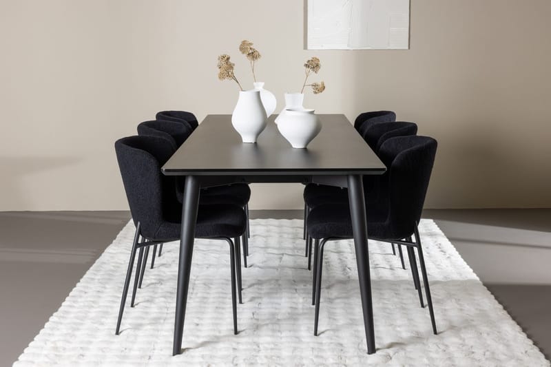 Rektangulär matgrupp Venture Home Svart Svart 6st