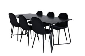 Rektangulär matgrupp Venture Home Svart Svart 6st - Møbler - Bord - Spisegrupper
