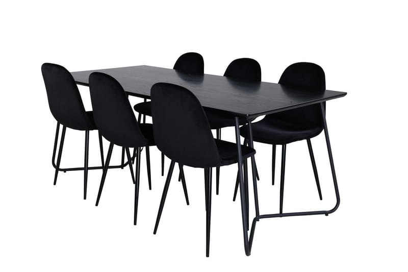 Rektangulär matgrupp Venture Home Svart Svart 6st - Møbler - Bord - Spisegrupper