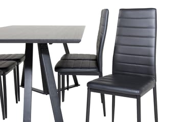 Rektangulär matgrupp Venture Home Svart Svart 6st - Møbler - Bord - Spisegrupper
