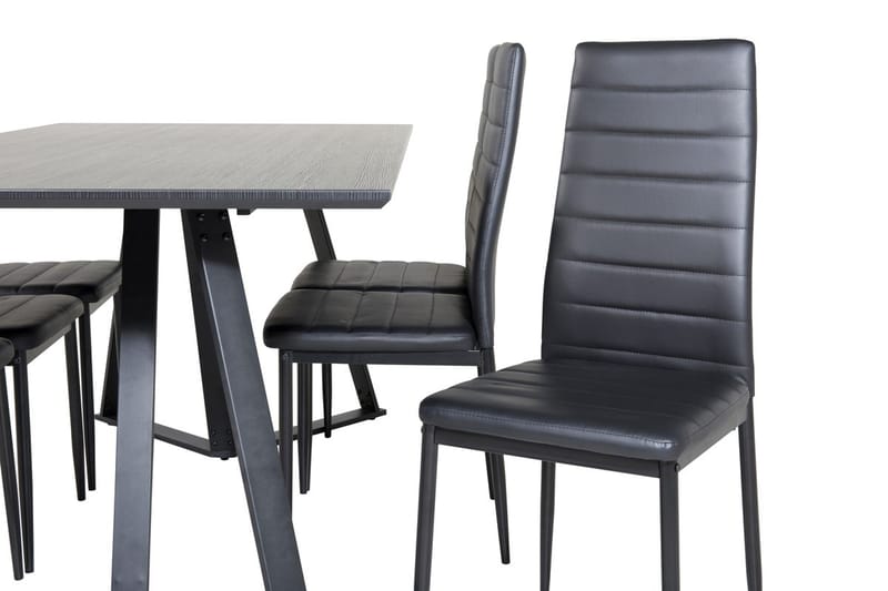 Rektangulär matgrupp Venture Home Svart Svart 6st - Møbler - Bord - Spisegrupper