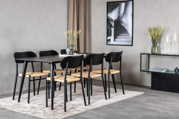 Rektangulär matgrupp Venture Home Svart Svart 6st - Møbler - Bord - Spisegrupper