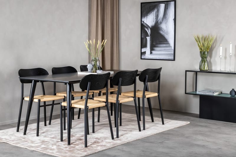 Rektangulär matgrupp Venture Home Svart Svart 6st