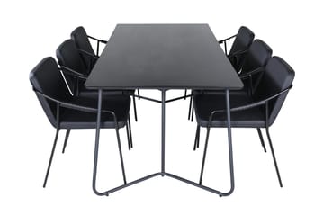 Rektangulär matgrupp Venture Home Svart Svart 6st - Møbler - Bord - Spisegrupper