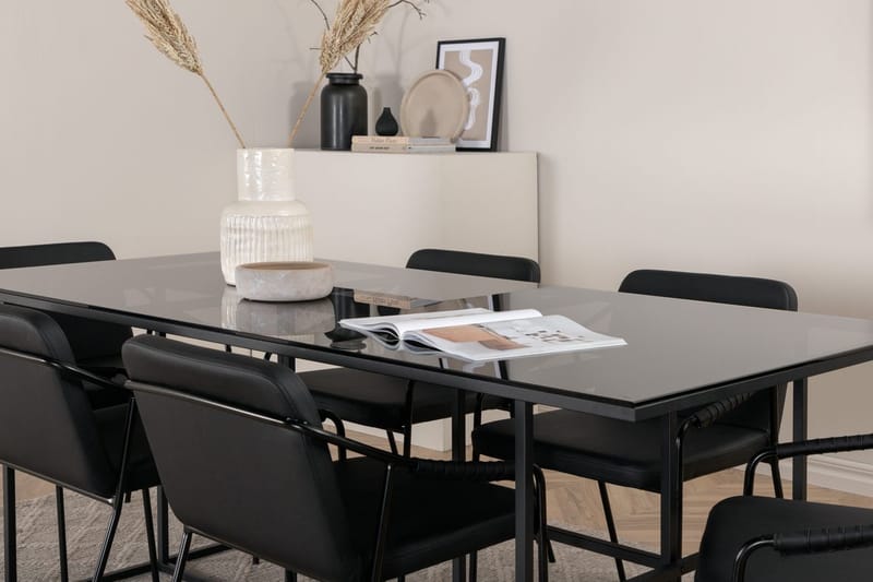 Rektangulär matgrupp Venture Home Svart Svart 6st - Møbler - Bord - Spisegrupper