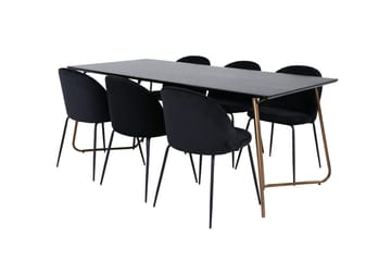 Rektangulär matgrupp Venture Home Svart Svart 6st - Møbler - Bord - Spisegrupper
