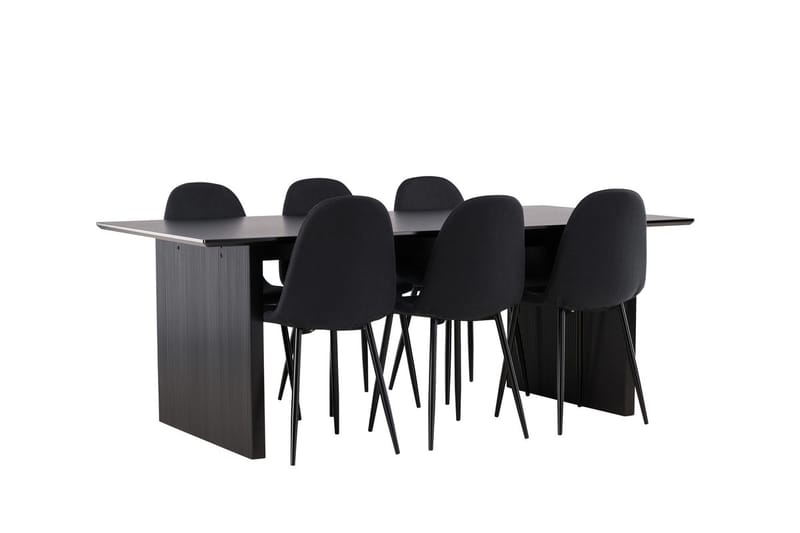 Rektangulär matgrupp Venture Home Svart Svart 6st - Møbler - Bord - Spisegrupper