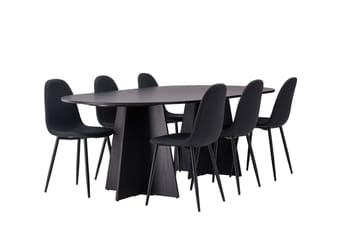 Rektangulär matgrupp Venture Home Svart Svart 6st - Møbler - Bord - Spisegrupper