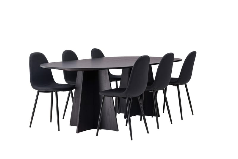 Rektangulär matgrupp Venture Home Svart Svart 6st - Møbler - Bord - Spisegrupper