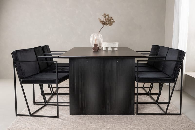 Rektangulär matgrupp Venture Home Svart Svart 6st - Møbler - Bord - Spisegrupper