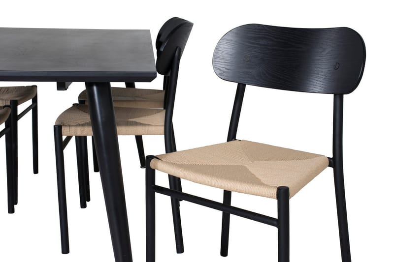 Rektangulär matgrupp Venture Home Svart Svart 6st - Møbler - Bord - Spisegrupper