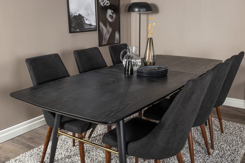 Rektangulär matgrupp Venture Home Svart Svart 6st - Møbler - Bord - Spisegrupper