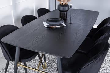 Rektangulär matgrupp Venture Home Svart Svart 6st - Møbler - Bord - Spisegrupper