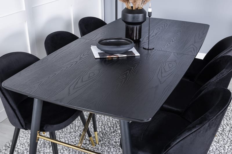 Rektangulär matgrupp Venture Home Svart Svart 6st - Møbler - Bord - Spisegrupper