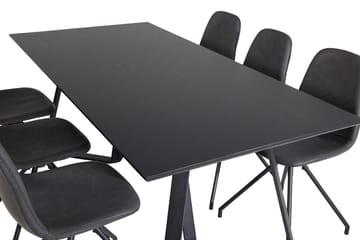 Rektangulär matgrupp Venture Home Svart Svart 6st - Møbler - Bord - Spisegrupper