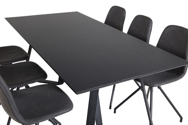 Rektangulär matgrupp Venture Home Svart Svart 6st - Møbler - Bord - Spisegrupper