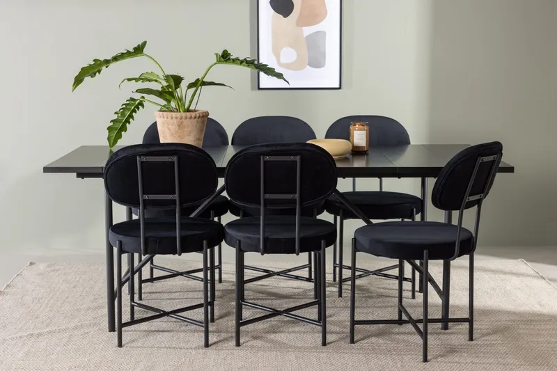 Rektangulär matgrupp Venture Home Svart Svart 6st