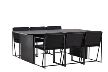 Rektangulär matgrupp Venture Home Svart Svart 6st - Møbler - Bord - Spisegrupper