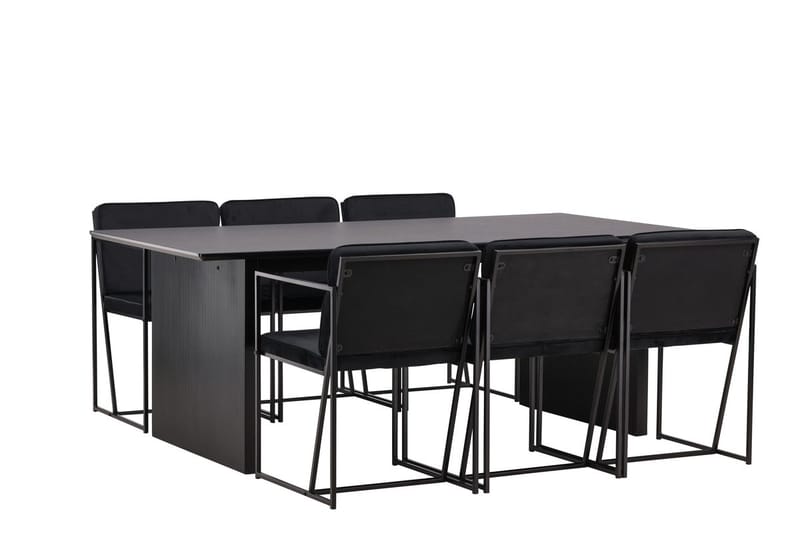 Rektangulär matgrupp Venture Home Svart Svart 6st - Møbler - Bord - Spisegrupper