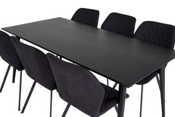 Rektangulär matgrupp Venture Home Svart Svart 6st - Møbler - Bord - Spisegrupper
