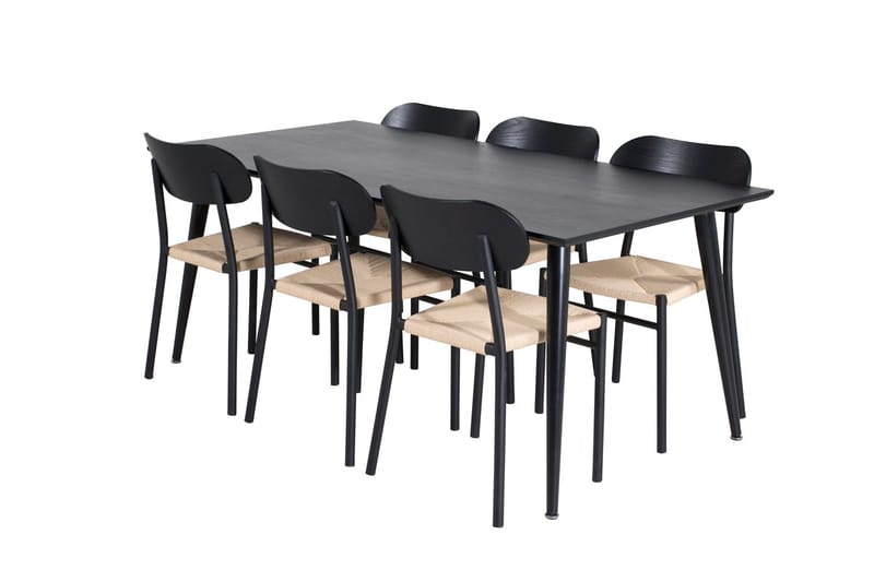 Rektangulär matgrupp Venture Home Svart Svart 6st - Møbler - Bord - Spisegrupper