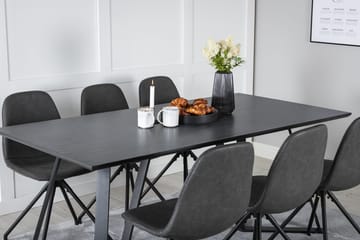 Rektangulär matgrupp Venture Home Svart Svart 6st - Møbler - Bord - Spisegrupper