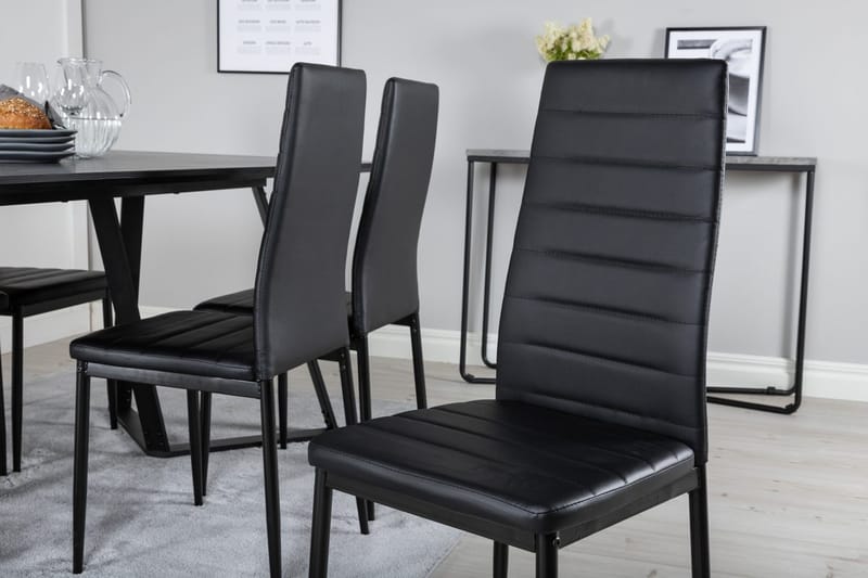 Rektangulär matgrupp Venture Home Svart Svart 6st - Møbler - Bord - Spisegrupper