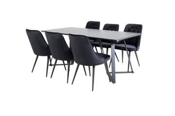 Rektangulär matgrupp Venture Home Svart Svart 6st - Møbler - Bord - Spisegrupper
