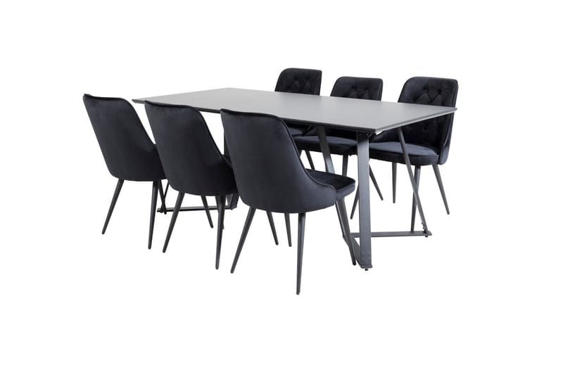 Rektangulär matgrupp Venture Home Svart Svart 6st - Møbler - Bord - Spisegrupper