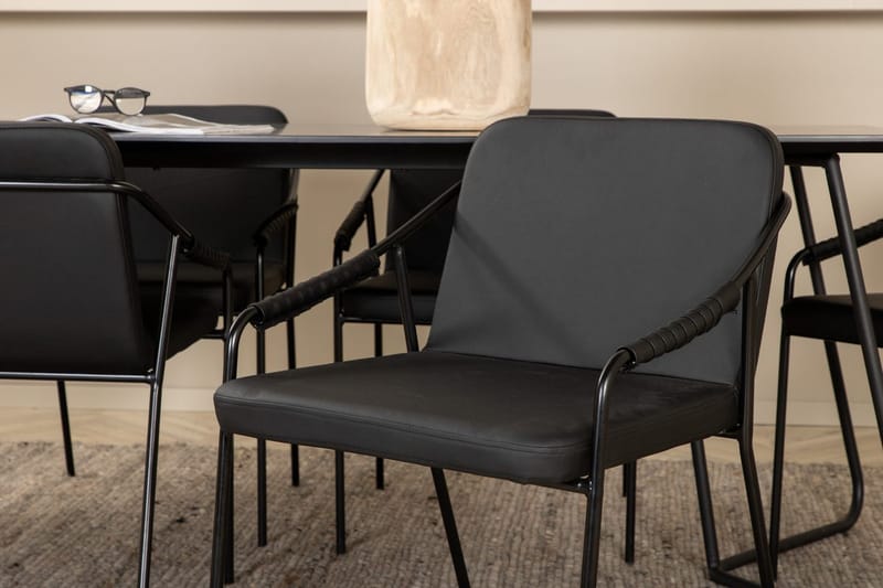 Rektangulär matgrupp Venture Home Svart Svart 6st - Møbler - Bord - Spisegrupper