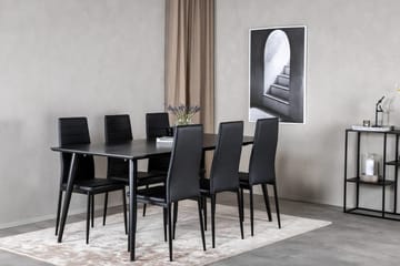 Rektangulär matgrupp Venture Home Svart Svart 6st - Møbler - Bord - Spisegrupper