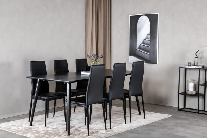 Rektangulär matgrupp Venture Home Svart Svart 6st
