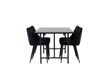 Rektangulär matgrupp Venture Home Svart Svart 6st - Møbler - Bord - Spisegrupper