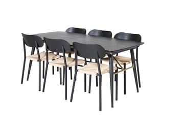 Rektangulär matgrupp Venture Home Svart Svart 6st - Møbler - Bord - Spisegrupper