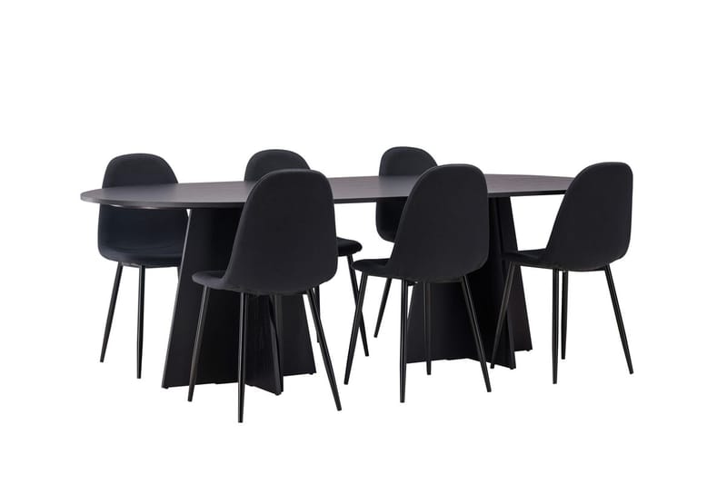 Rektangulär matgrupp Venture Home Svart Svart 6st - Møbler - Bord - Spisegrupper