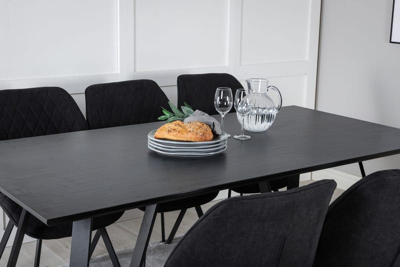 Rektangulär matgrupp Venture Home Svart Svart 6st - Møbler - Bord - Spisegrupper