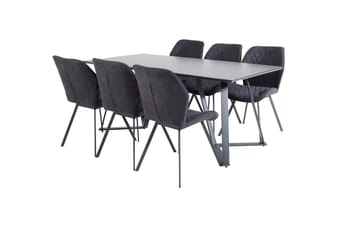 Rektangulär matgrupp Venture Home Svart Svart 6st - Møbler - Bord - Spisegrupper