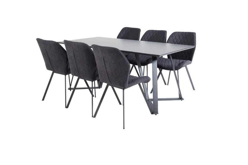 Rektangulär matgrupp Venture Home Svart Svart 6st - Møbler - Bord - Spisegrupper