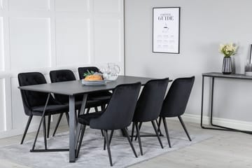 Rektangulär matgrupp Venture Home Svart Svart 6st - Møbler - Bord - Spisegrupper