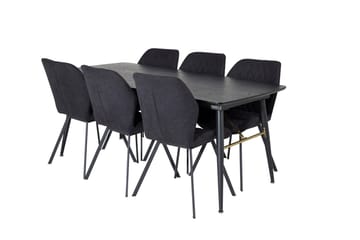 Rektangulär matgrupp Venture Home Svart Svart 6st - Møbler - Bord - Spisegrupper