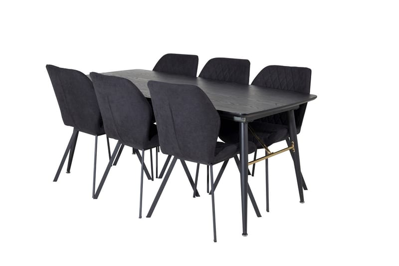 Rektangulär matgrupp Venture Home Svart Svart 6st - Møbler - Bord - Spisegrupper