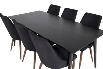 Rektangulär matgrupp Venture Home Svart Svart 6st - Møbler - Bord - Spisegrupper